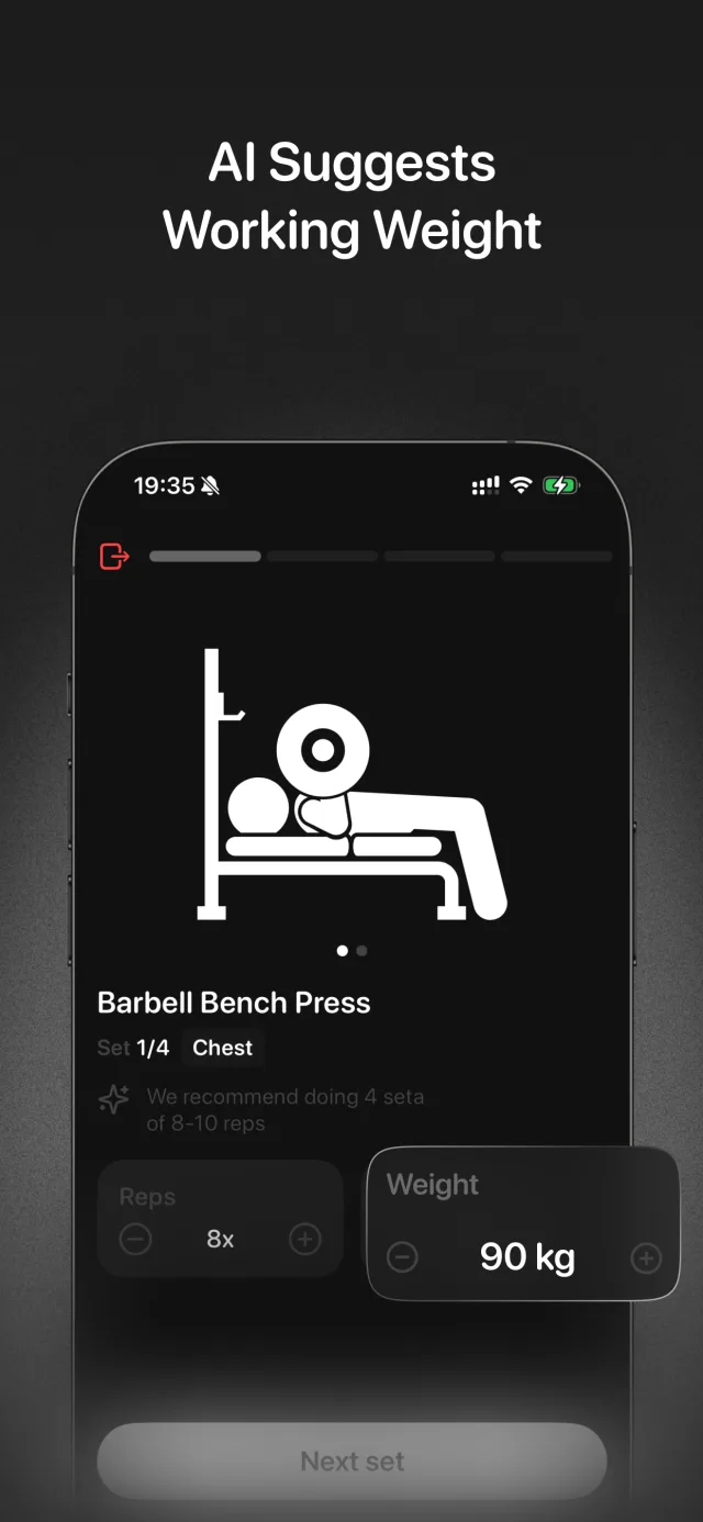 ego suggests a working weight for each exercise